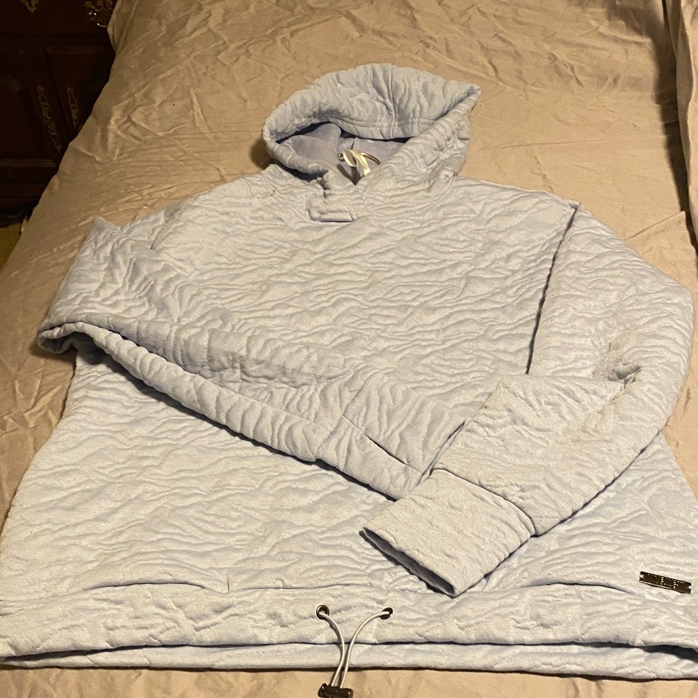 Nine West Light Baby Blue Textured Hoodie